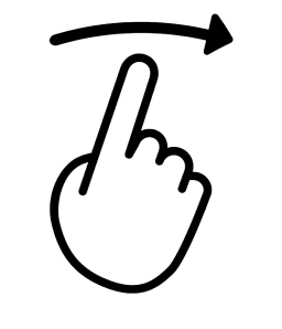 Hand icon with a finger pointing and curved arrow for navigation or interaction
